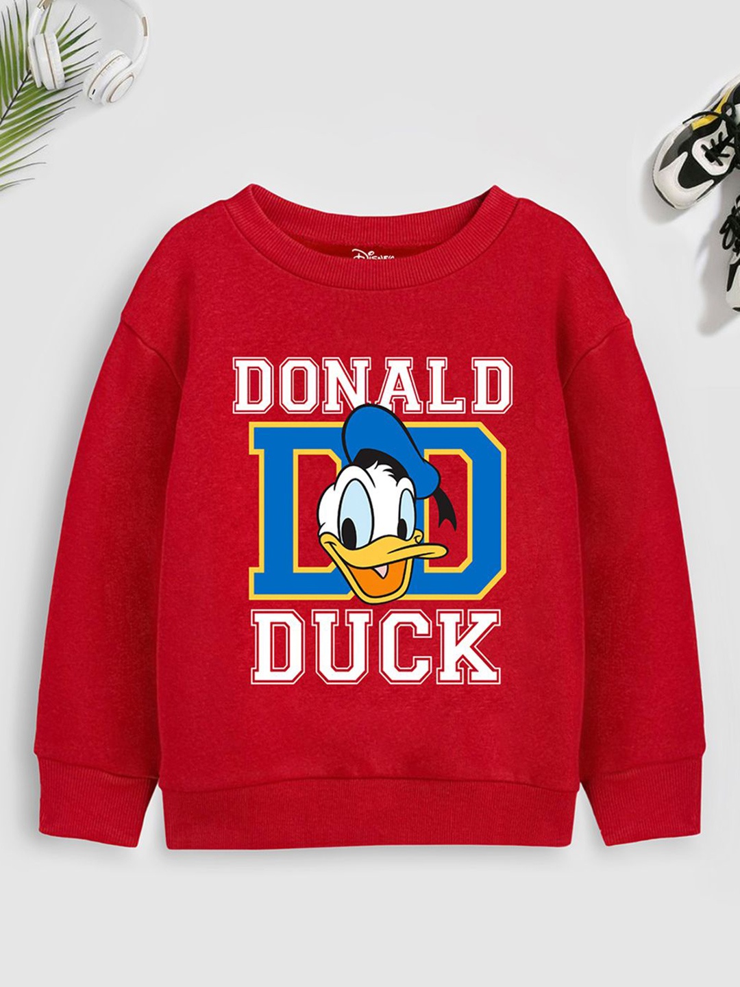 

Disney By Miss and Chief Boys Donald Duck Printed Pullover Sweatshirt, Red