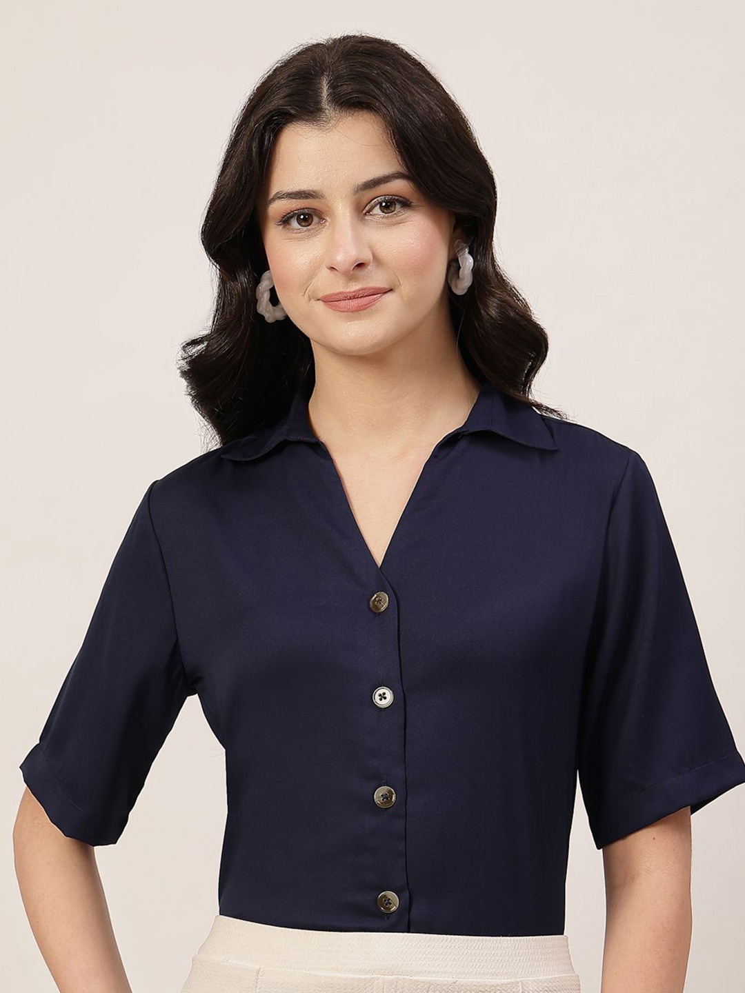 

Style Quotient Women Smart Opaque Formal Shirt, Navy blue