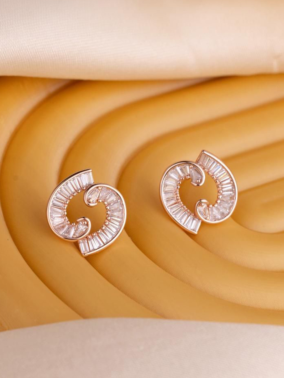 

LIORA 925 Sterling Silver Rose Gold Plated Cubic Zirconia Stones Contemporary Studs