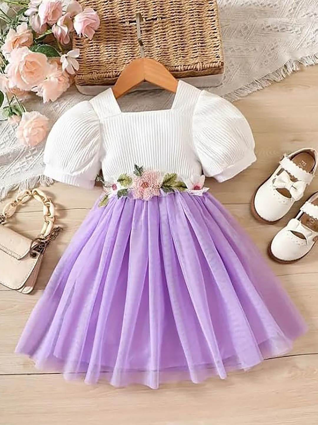

Pamberston Girls Round Neck Fit & Flare Dress, Purple
