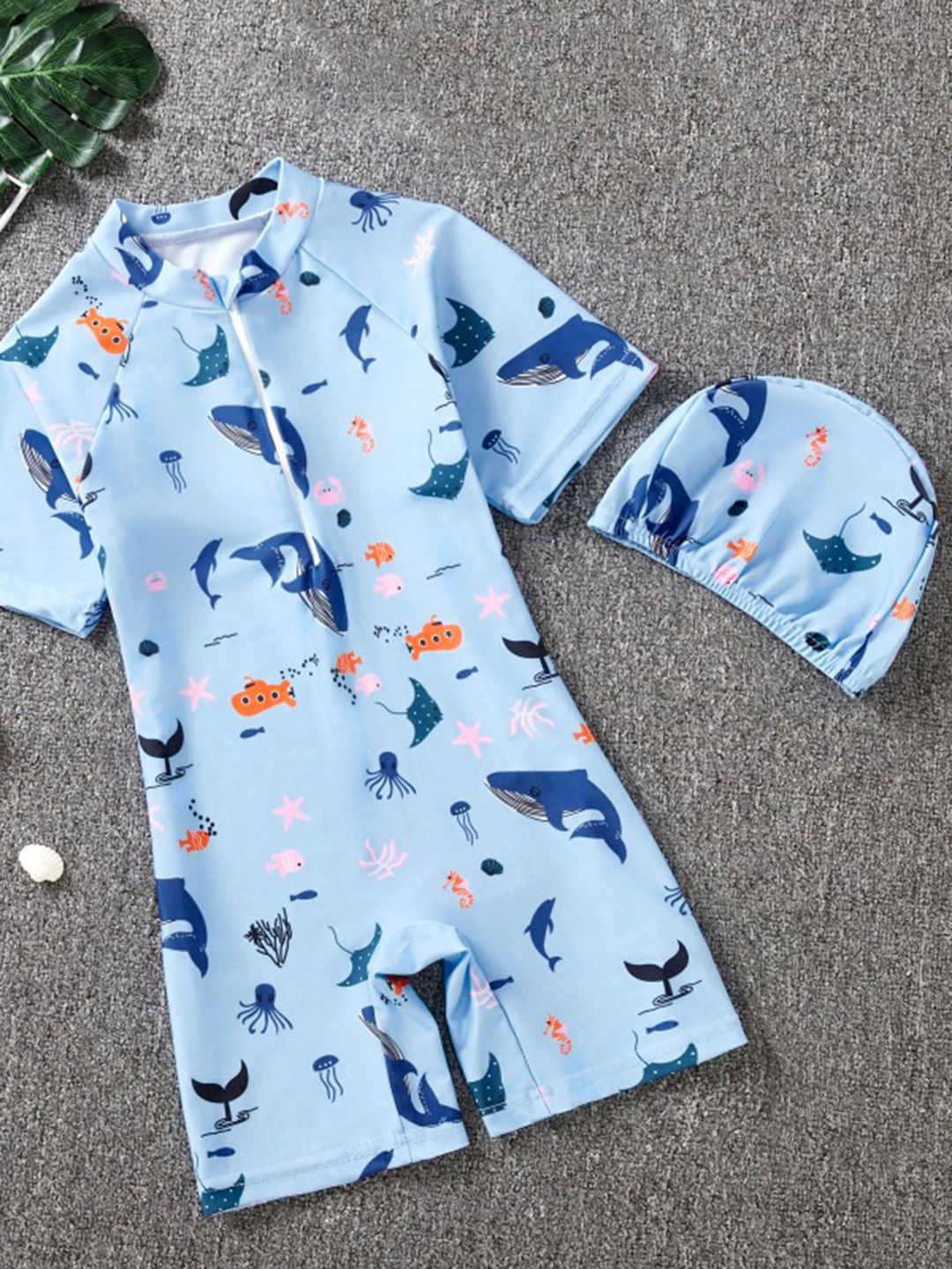 

YK Girls Printed Full Coverage Leg Suit, Blue
