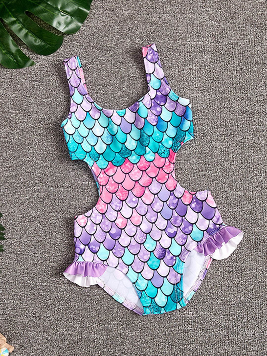 

YK Girls Printed Swimwear Bodysuit, Pink