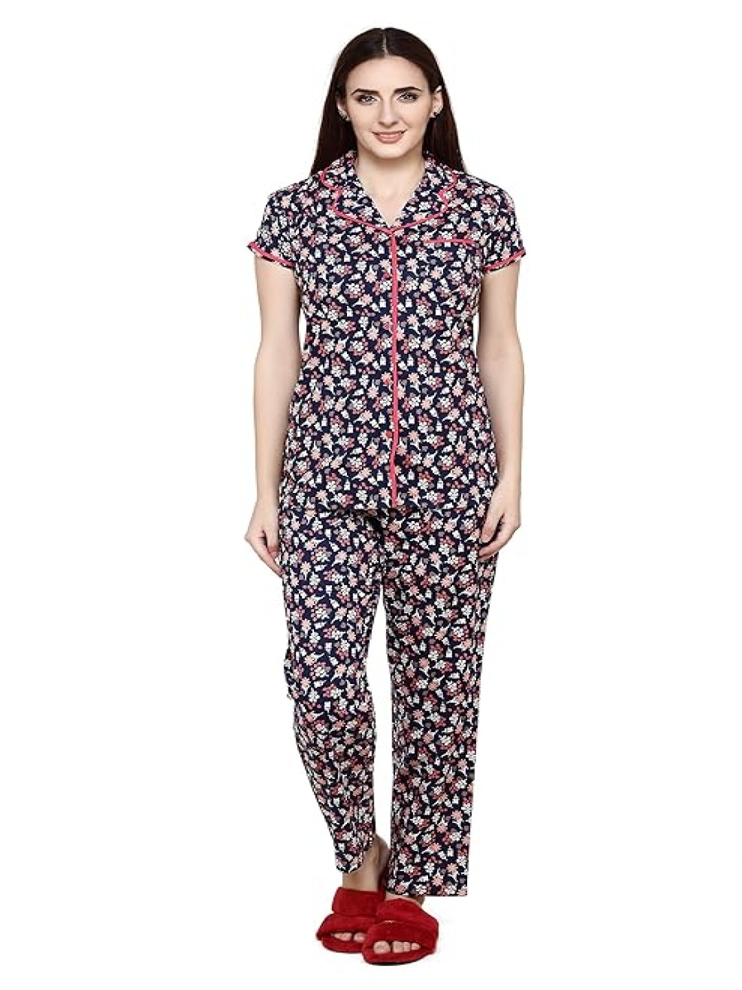 

evolove Women Printed Night suit, Blue
