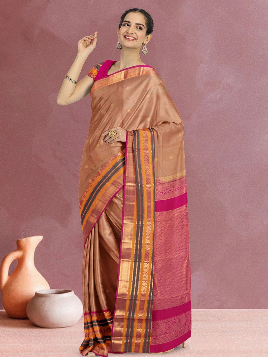 

Avishya Woven Design Kanjeevaram Saree, Brown