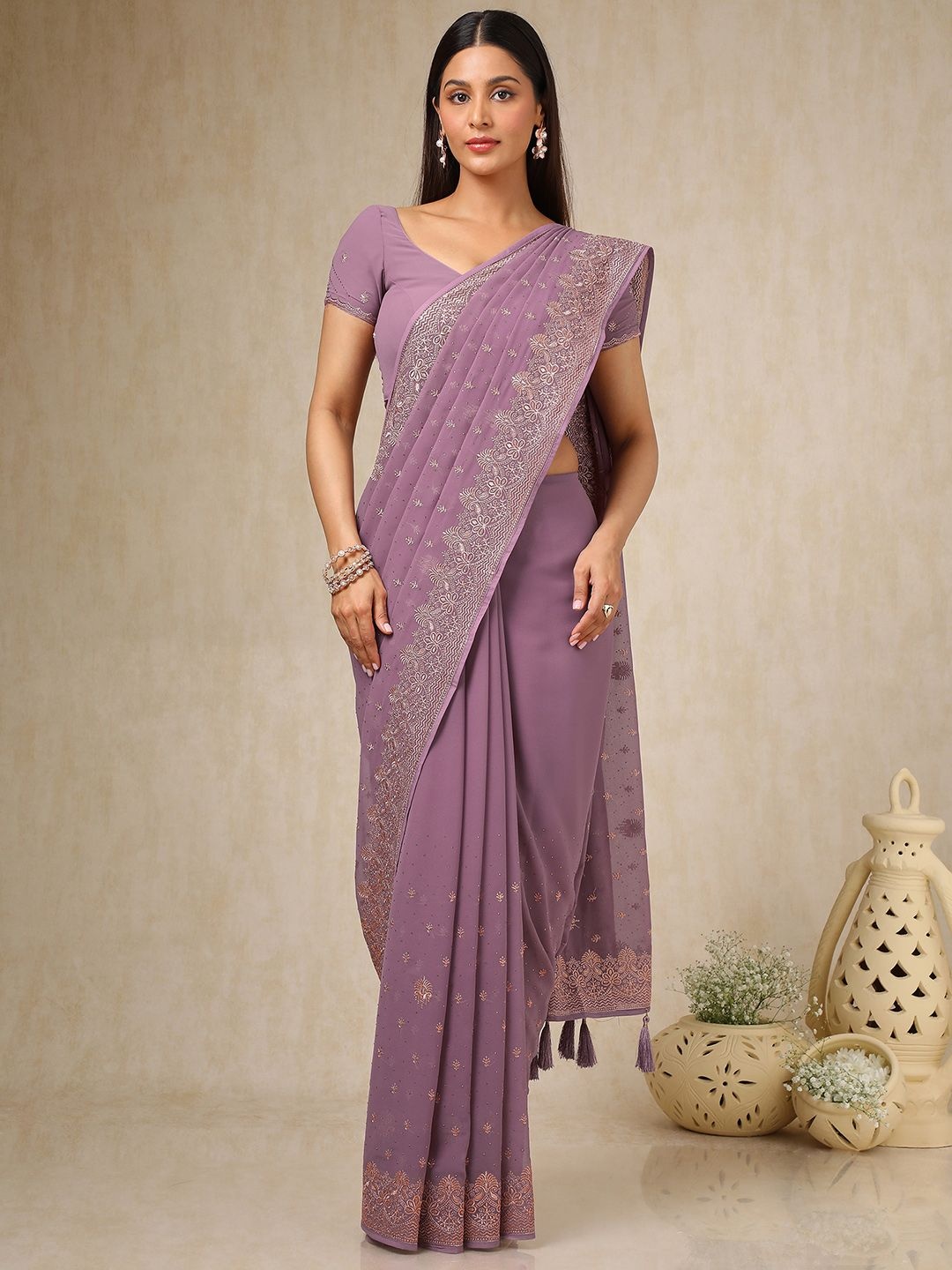 

Soch Floral Pure Georgette Saree, Lavender