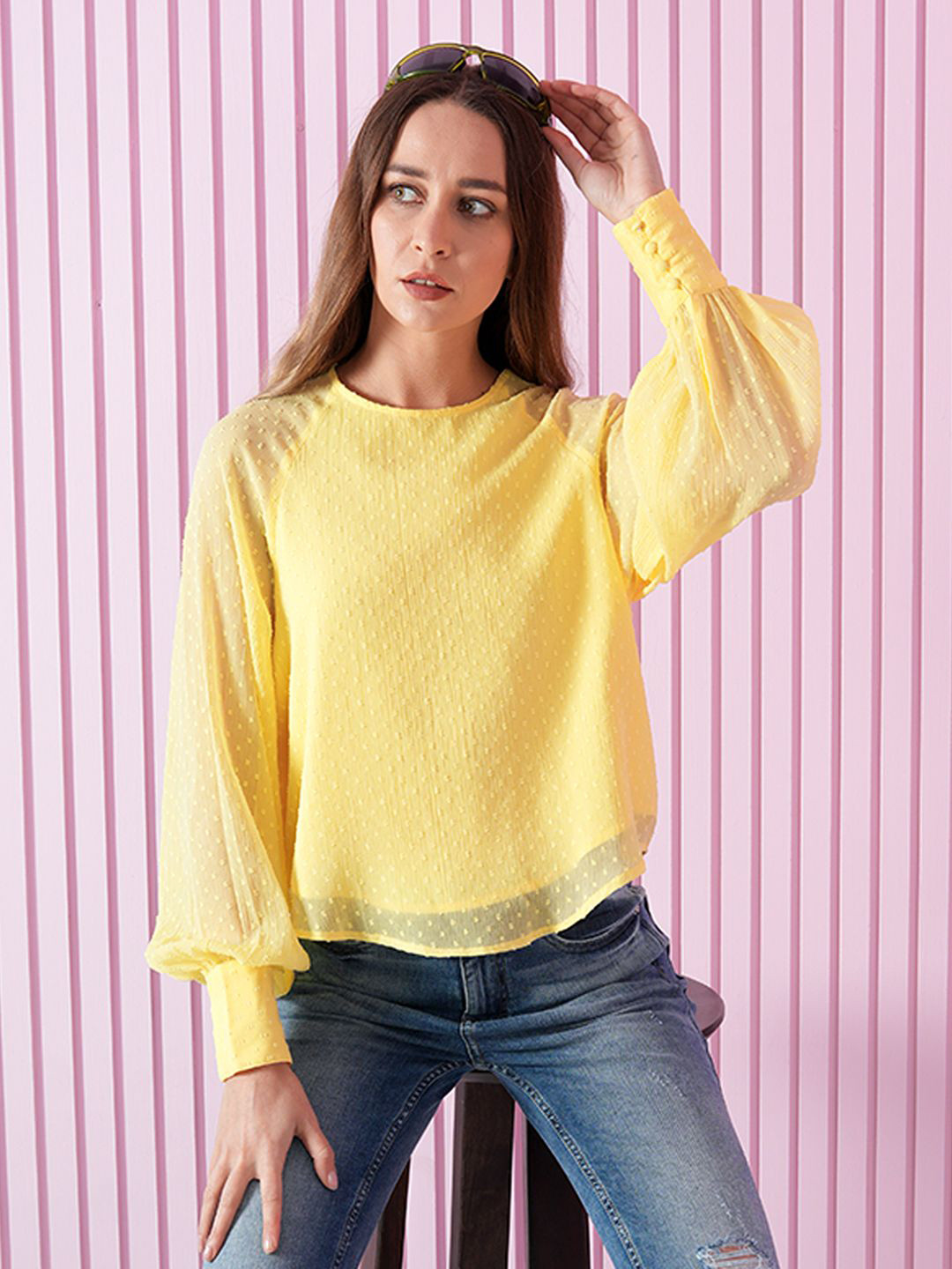 

ONLY Women Regular Cuff Sleeve Top, Yellow
