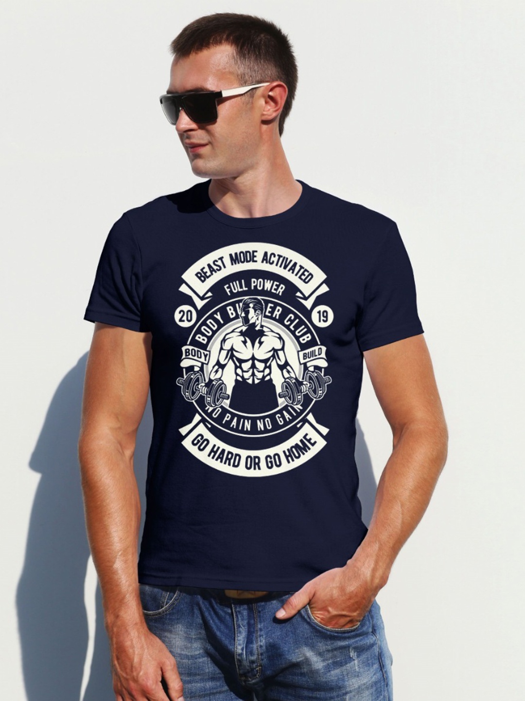 

Moda Rapido Men Graphic Printed Round Neck Cotton T-shirt, Navy blue