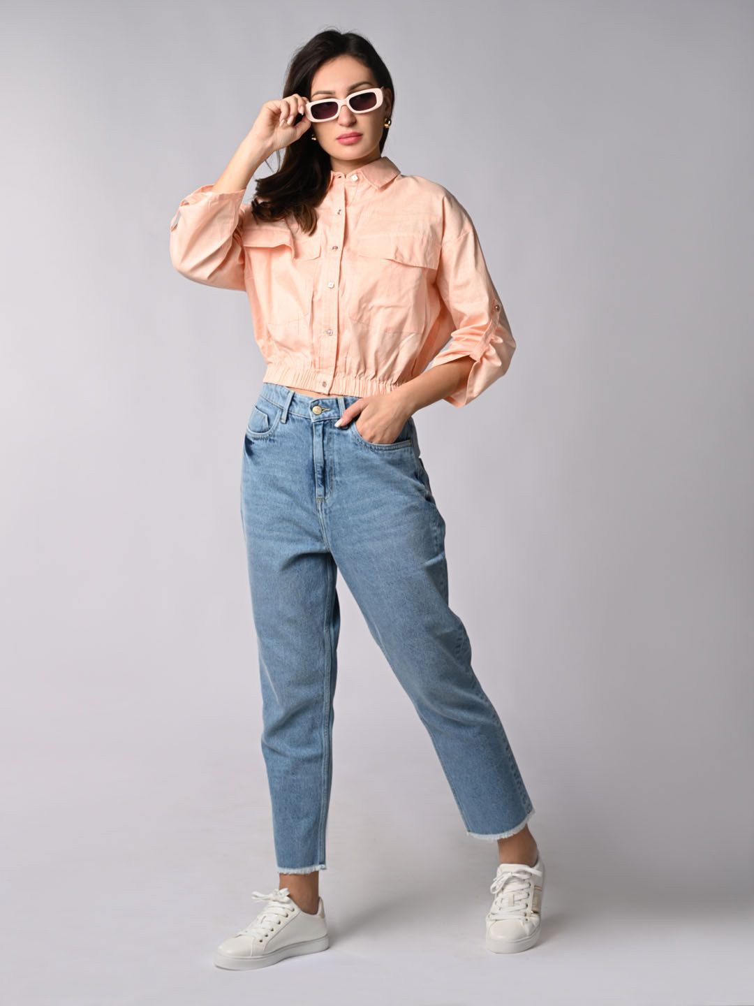 

IZEL Women Opaque Casual Shirt, Peach