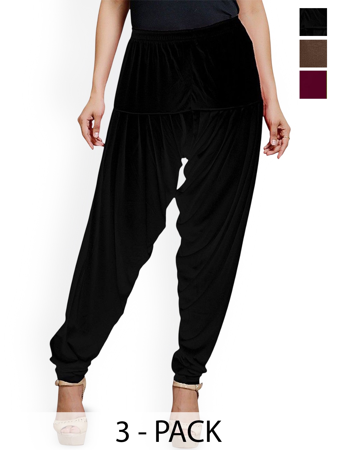 

AFRA GARMENTS Women Pack Of 3 Mid-Rise Loose-Fit Patiala, Burgundy