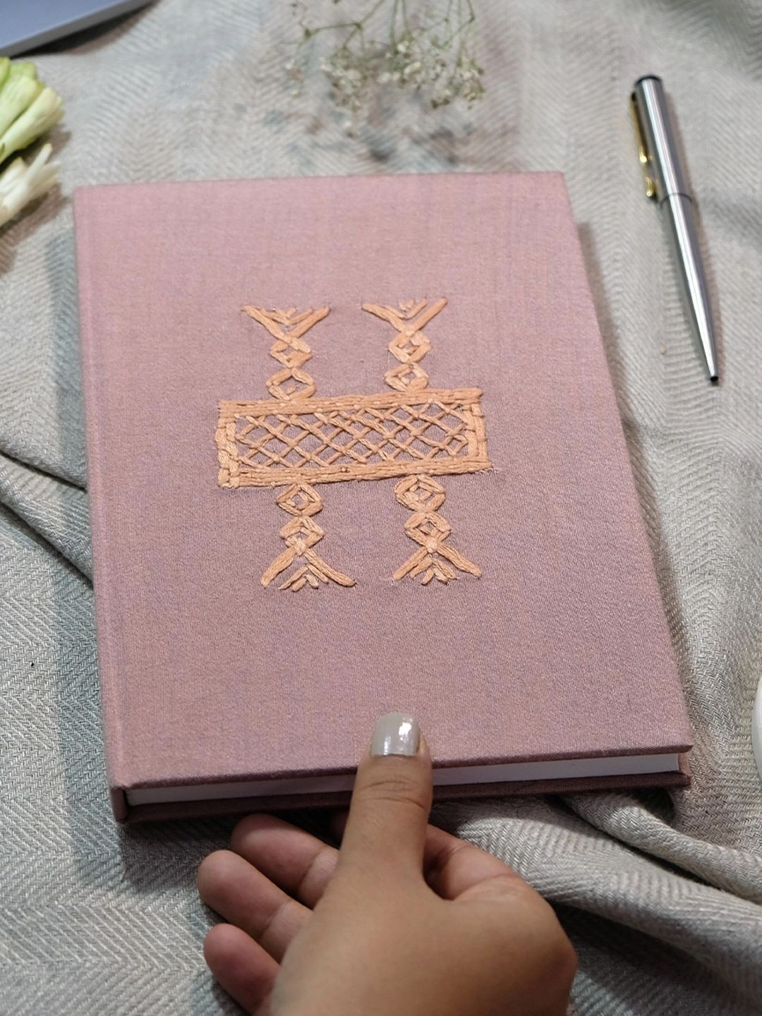 

DESIGN GAATHA Embroidered Diary Stationery, Brown
