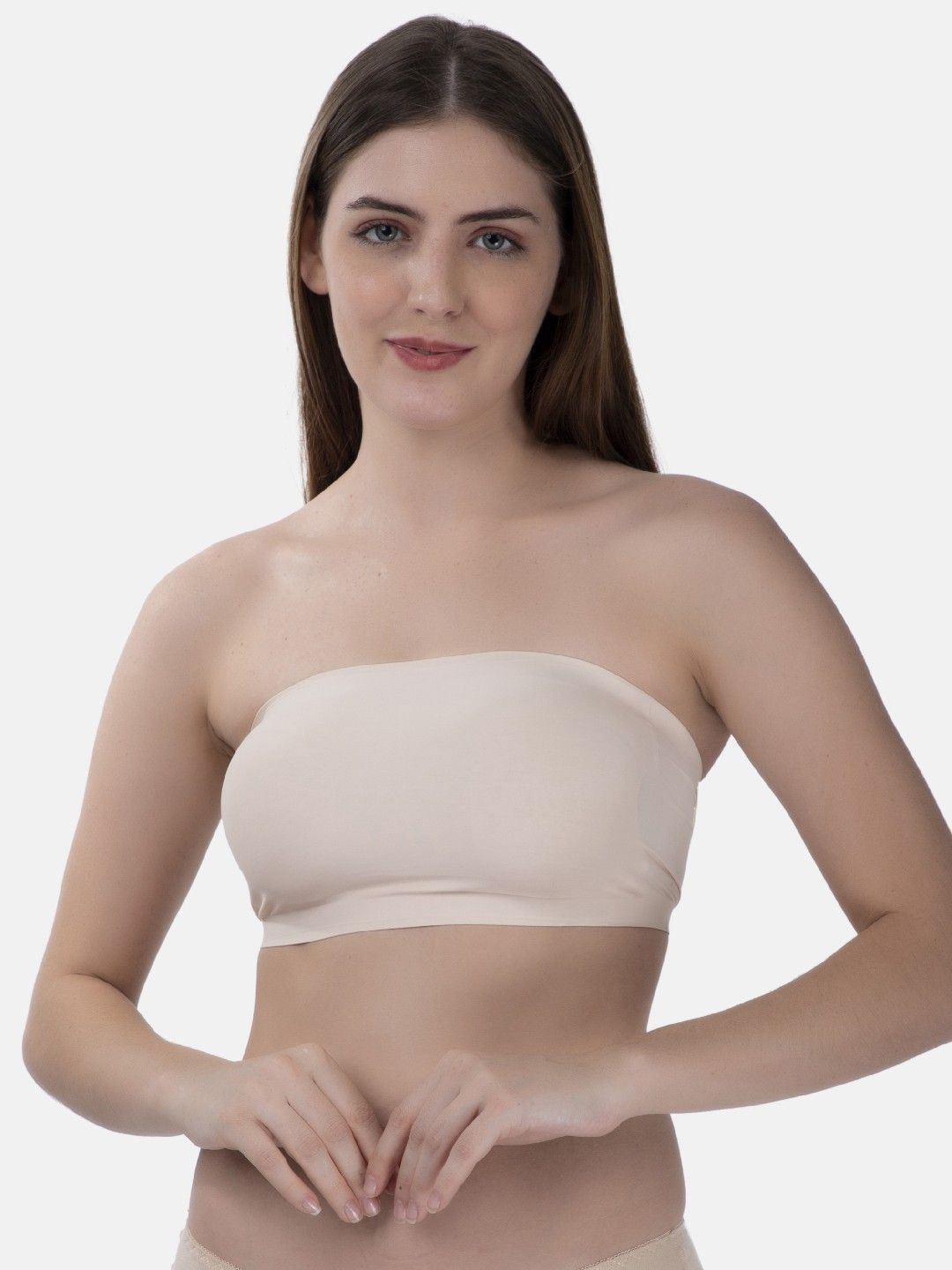 

Poftik Bandeau Bra Medium Coverage Lightly Padded, Beige