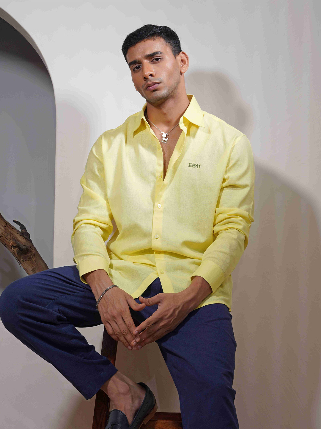

Eleven Brothers Banana Carremal Casual Linen Shirt, Yellow