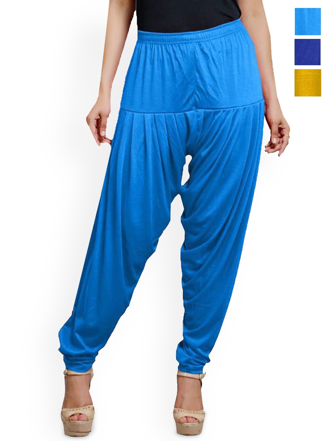 

AFRA GARMENTS Women Pack of 3 Mid-Rise Loose-Fit Patiala, Blue