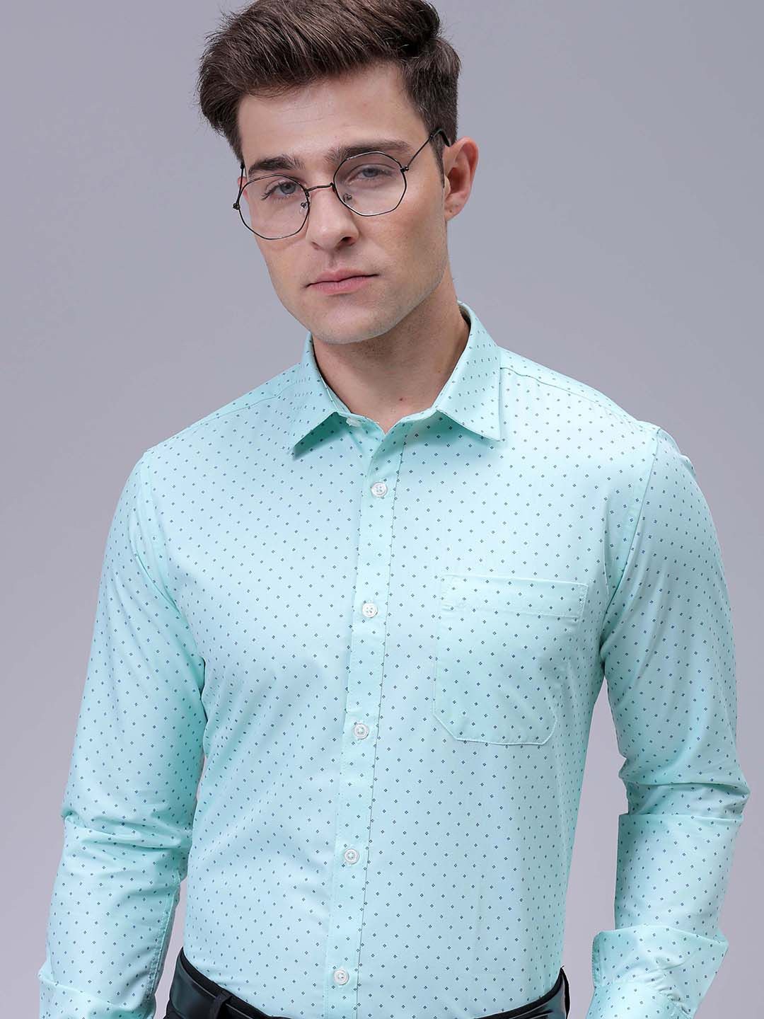 

The Indian Garage Co. X Luxe Men Slim Fit Opaque Printed Formal Shirt, Green