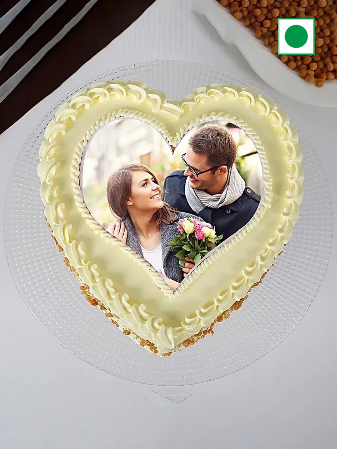 

fnp Butterscotch Flavor Eggless Heart Shape Cake-500g, Cream