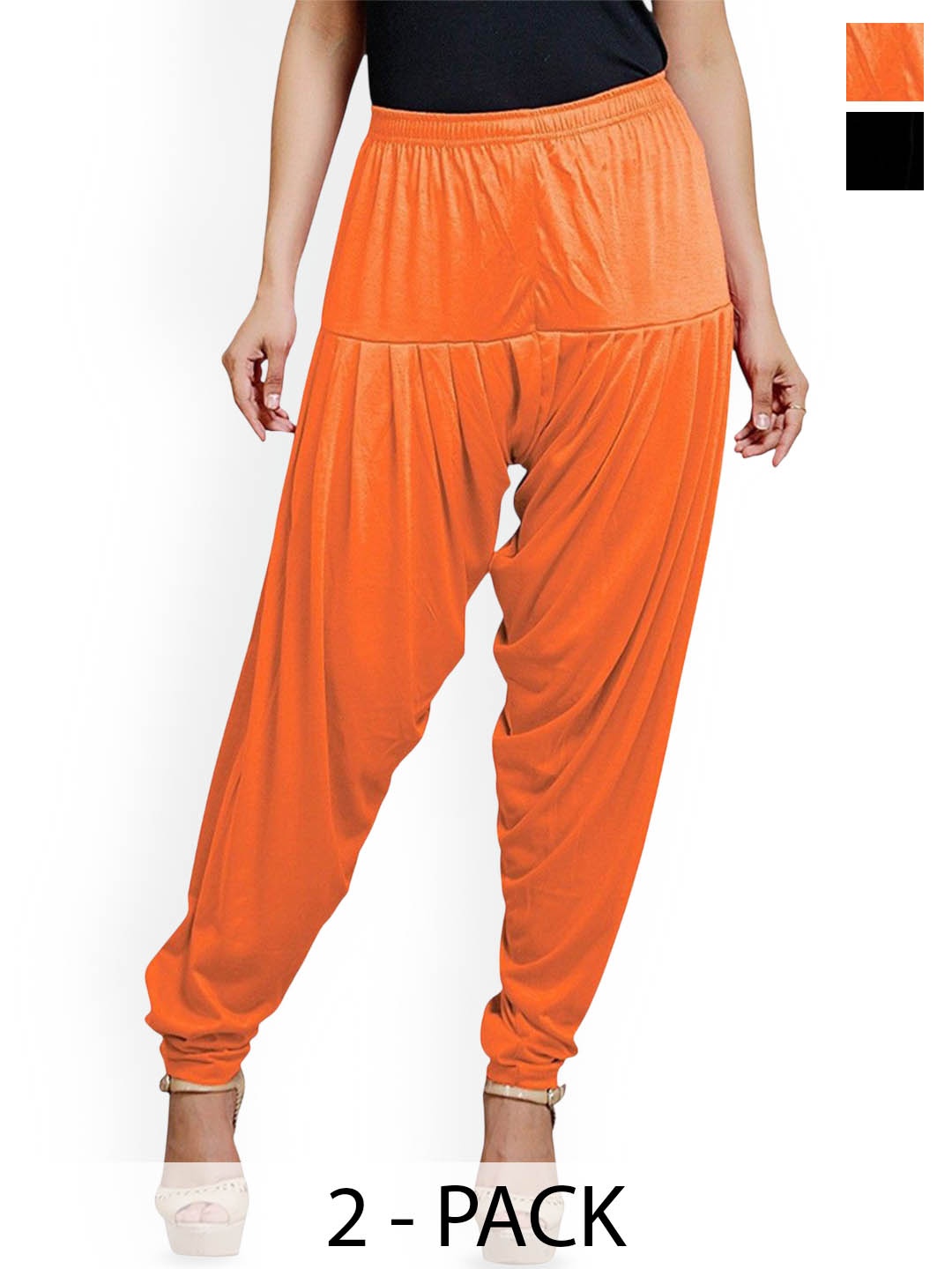 

AFRA GARMENTS Women Pack Of 2 Mid-Rise Loose-Fit Patiala, Orange