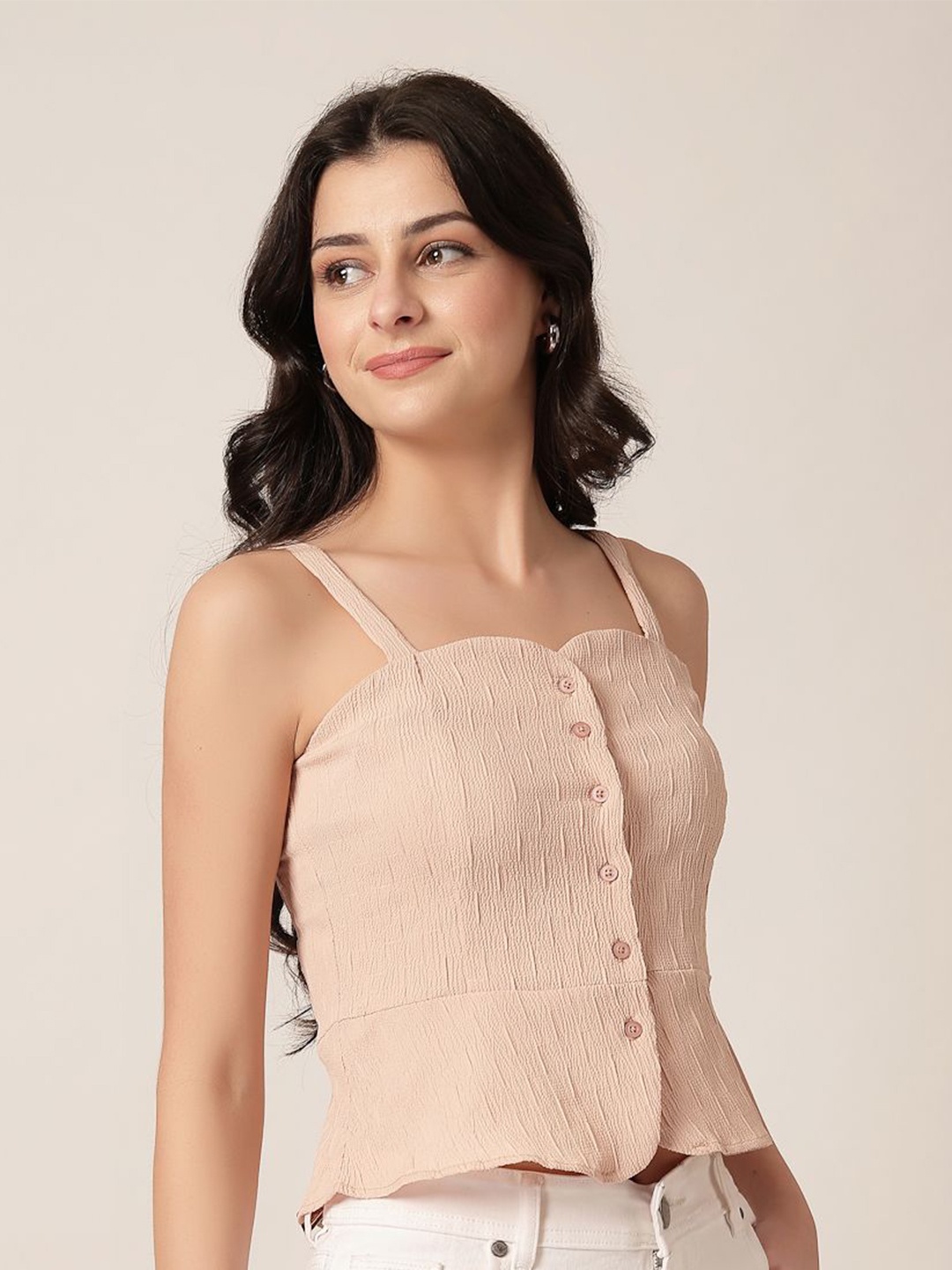 

Style Quotient Sweetheart Neck Crop Top, Peach