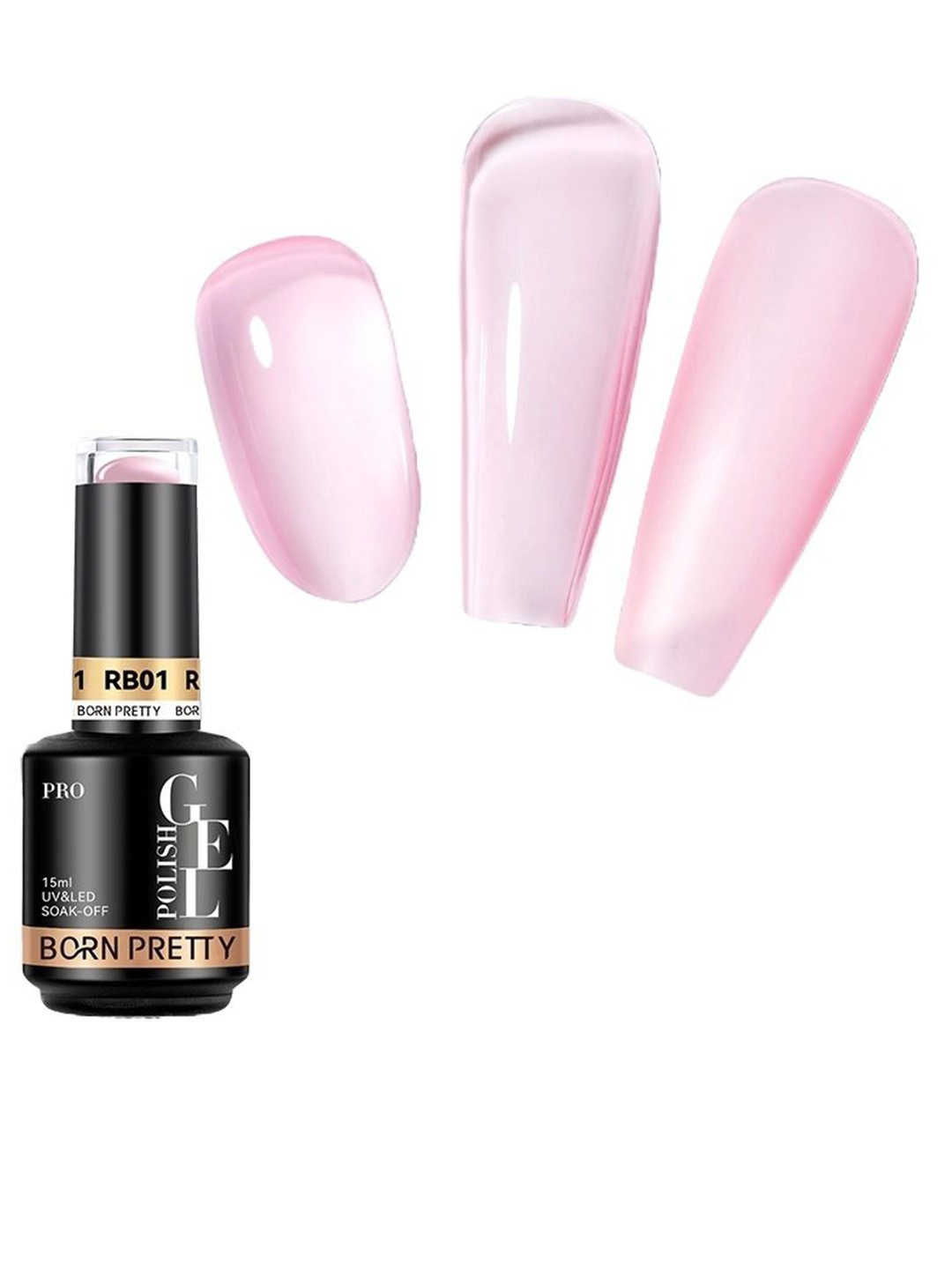 

BORN PRETTY Pro Rubber Base Long Wearing UV Gel Nail Polish - 15 ml - RB01, Pink