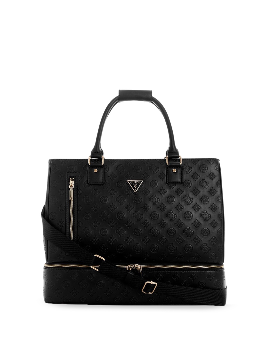 

GUESS Printed PU Structured Tote Bag with Quilted, Black