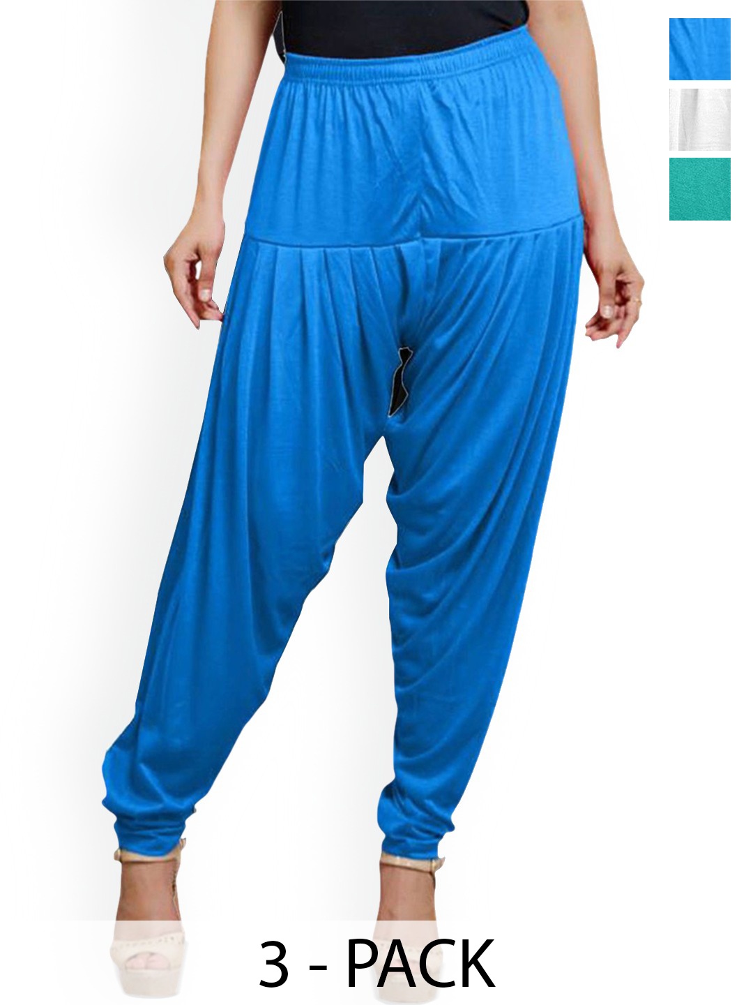 

AFRA GARMENTS Women Pack Of 3 Mid-Rise Loose-Fit Patiala, White