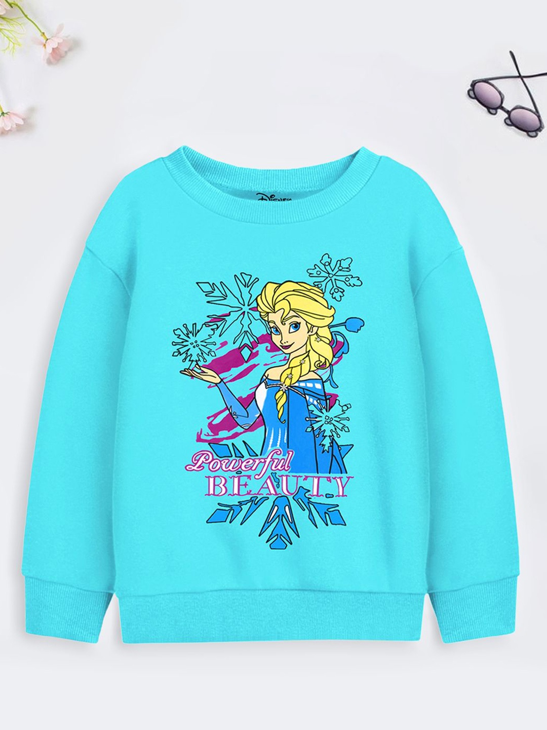 

Disney By Miss and Chief Girls Cotton Elsa Printed Pullover Sweatshirt, Blue