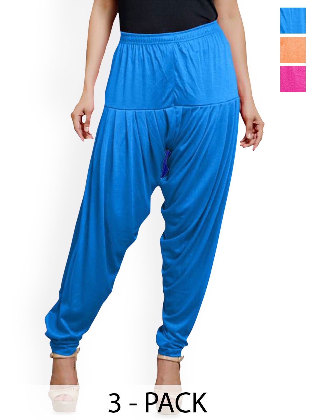 

AFRA GARMENTS Pack Of 3 Loose Fit Mid Rise Patiala, Blue