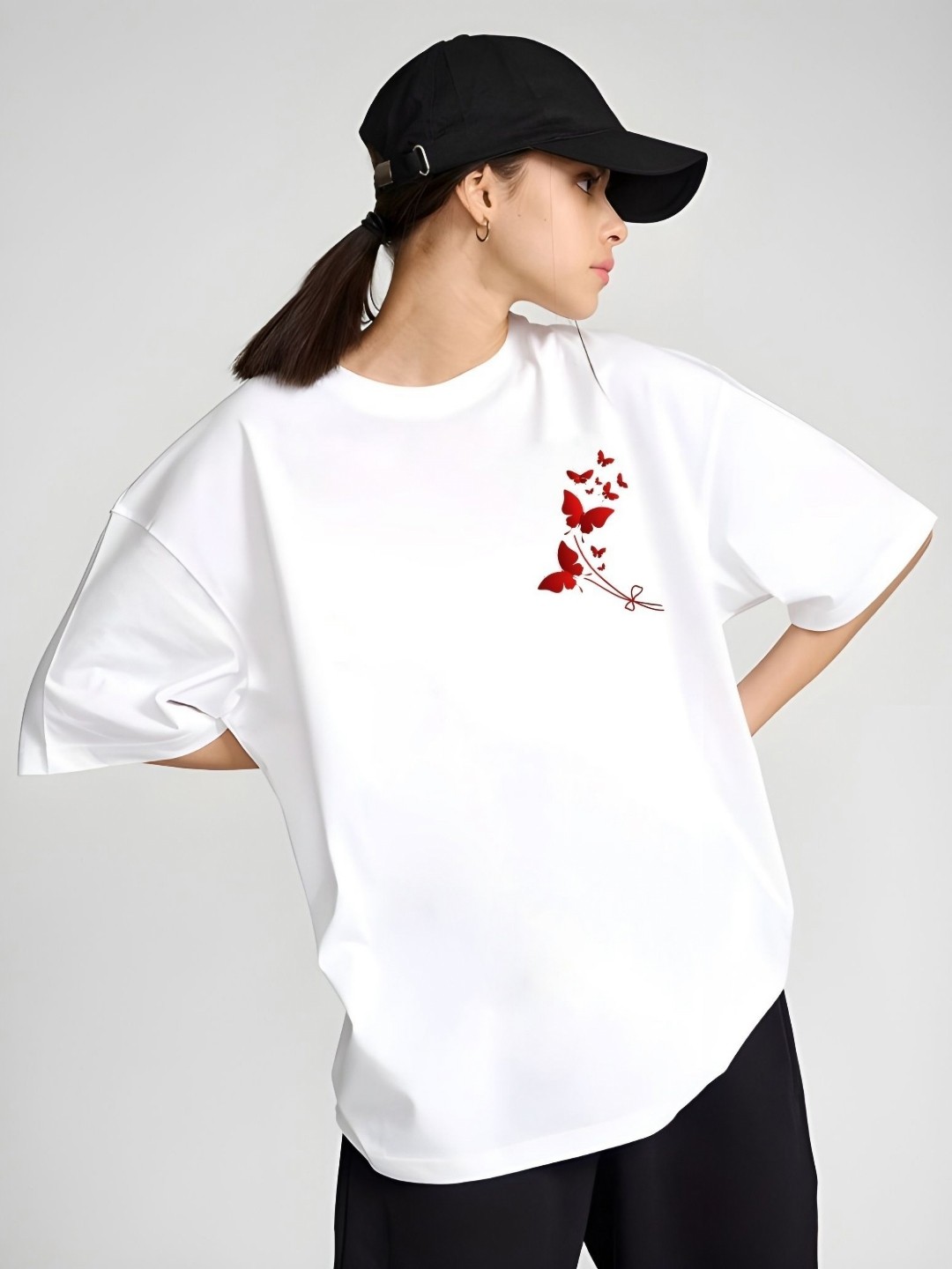 

SZN Women Drop-Shoulder Sleeves T-shirt, White