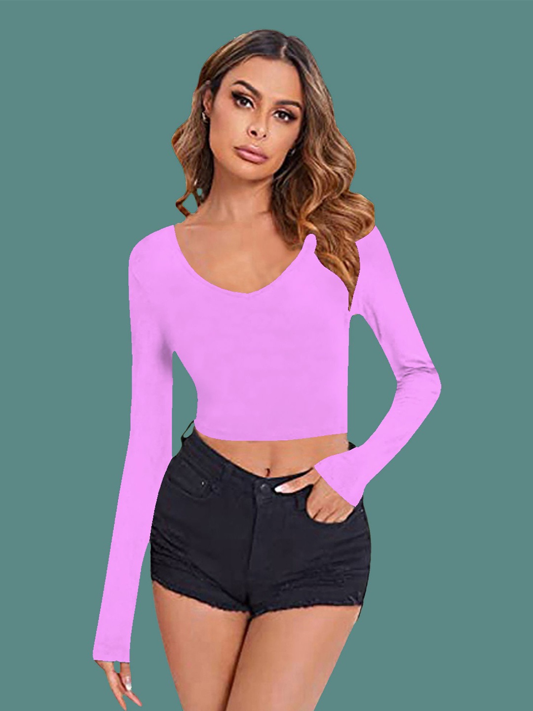 

Dream Beauty Fashion Women Scoop Neck Fitted Top, Lavender
