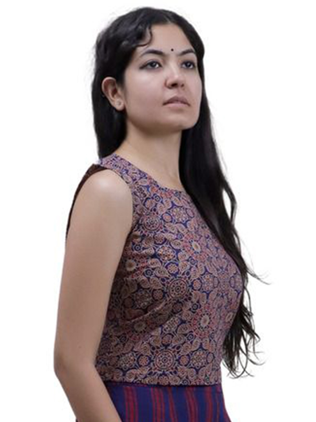 

DMAASA Floral Printed Cotton Sleeveless Top, Blue