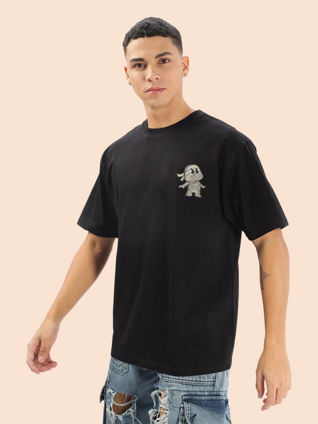 

BDSQUARE Men Printed Extended Sleeves T-shirt, Black