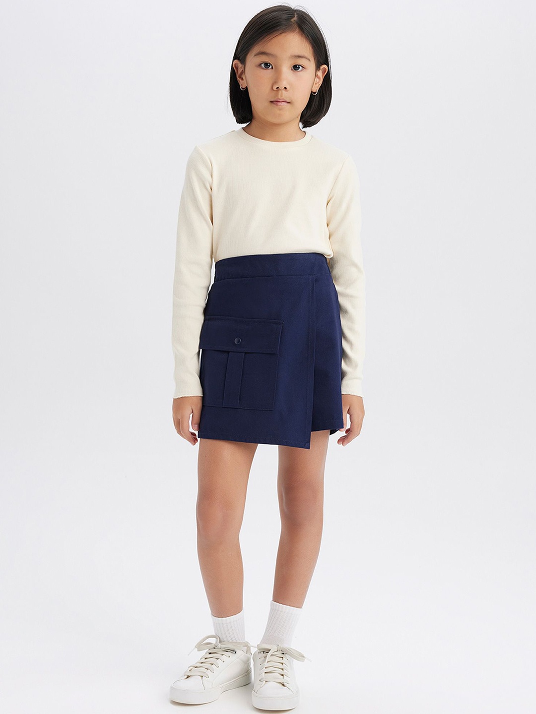 

DeFacto Girls Cotton Mini A-Line Skirt, Blue