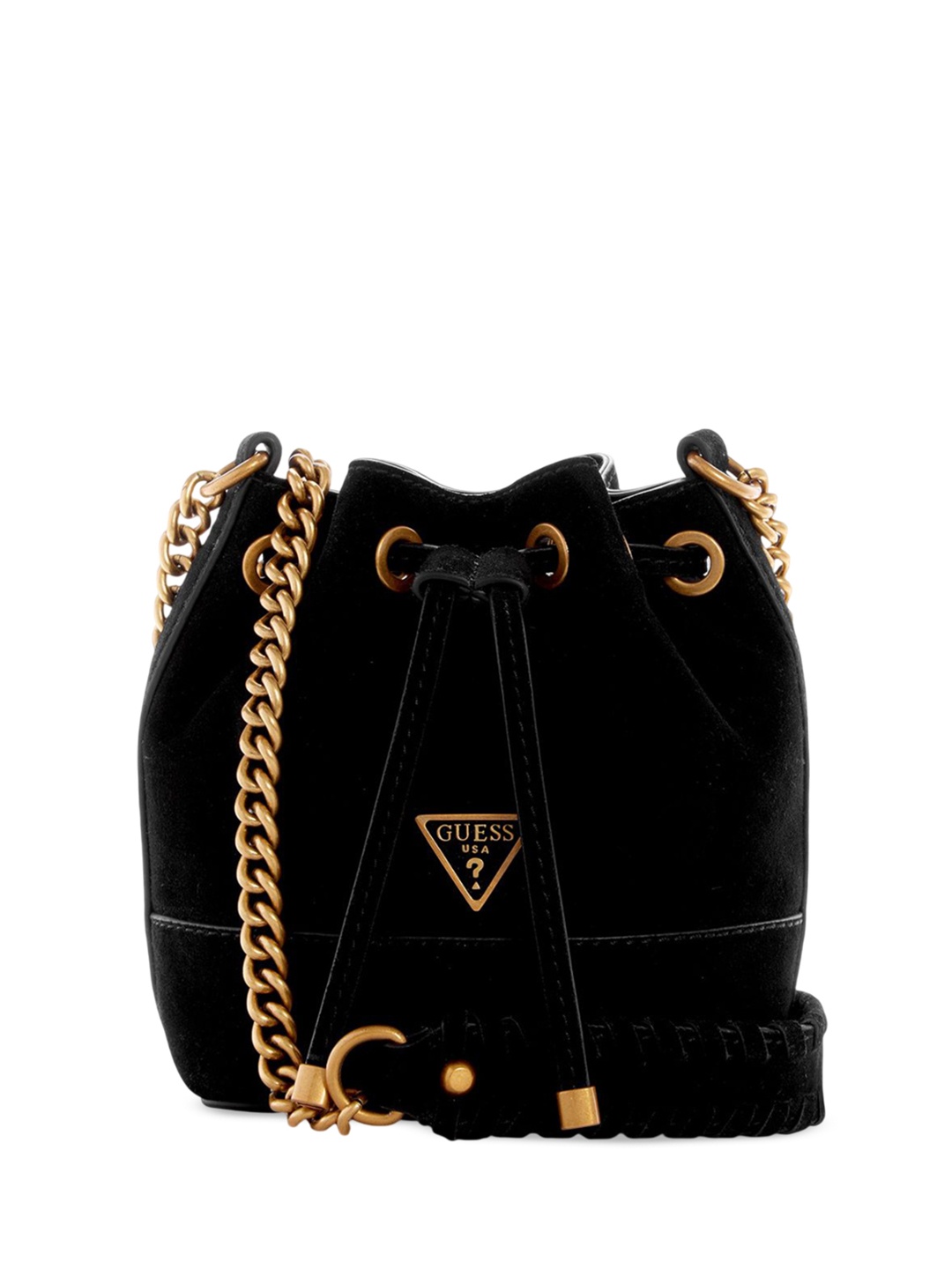 

GUESS PU Structured Shoulder Bag with Fringed, Black