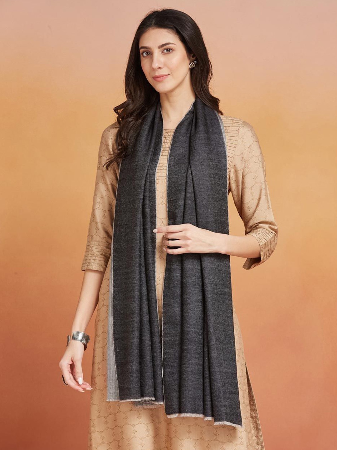 

Fabindia Women Woven Design Stole, Black