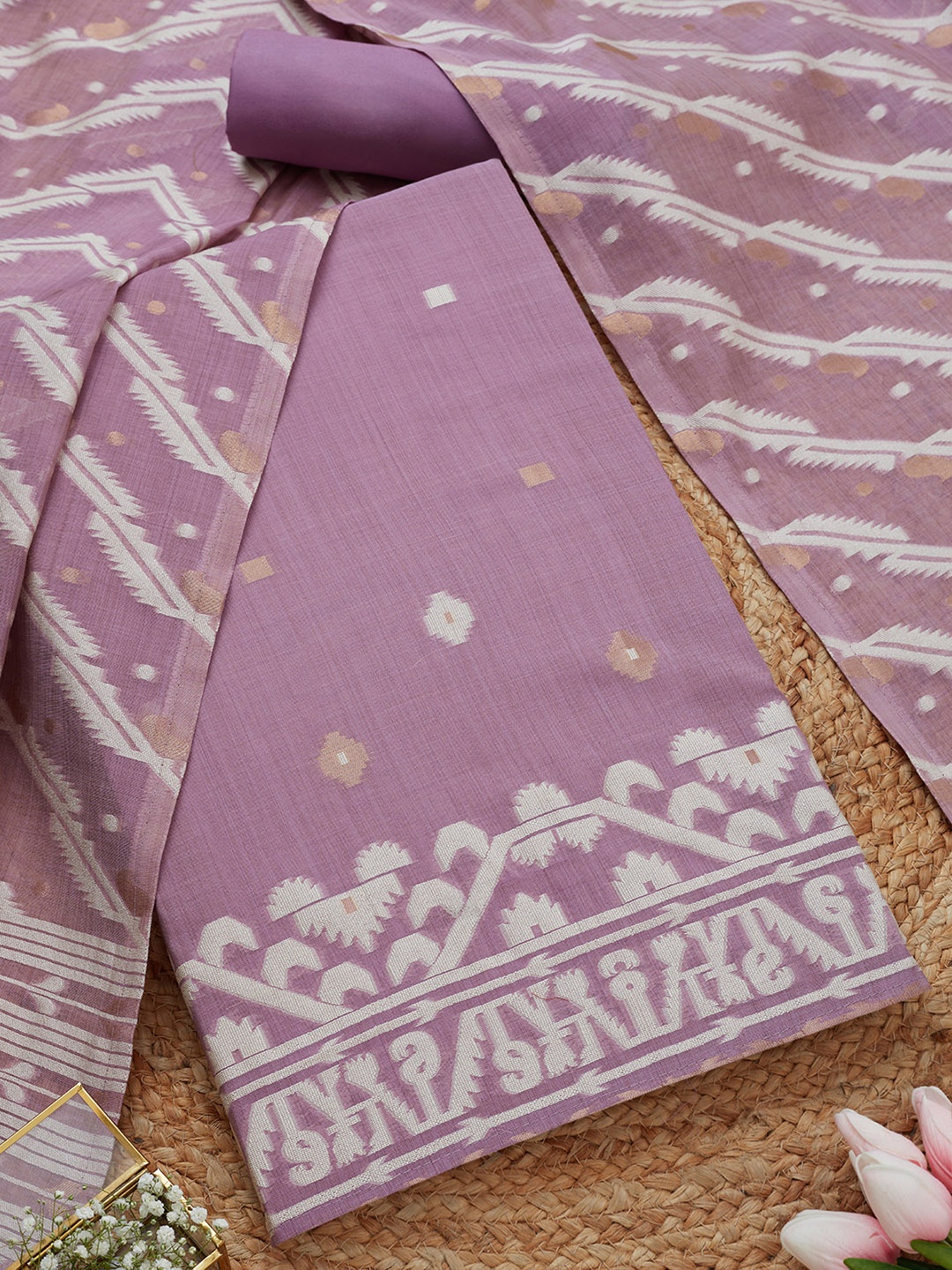 

Soch Ethnic Motifs Woven Design Unstitched Dress Material, Lavender