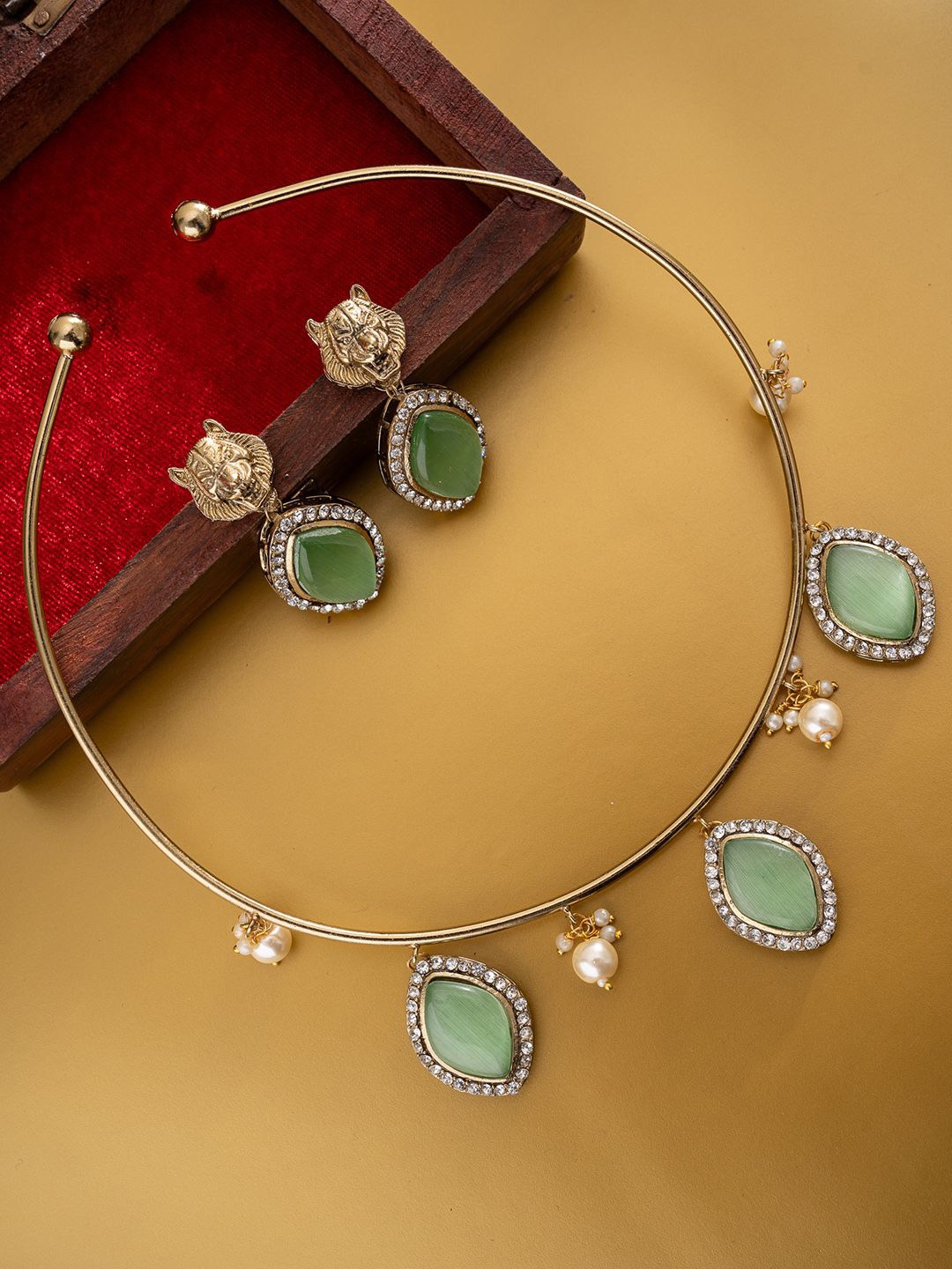 

PANASH Gold-Plated Stones-Studded Jewellery Set