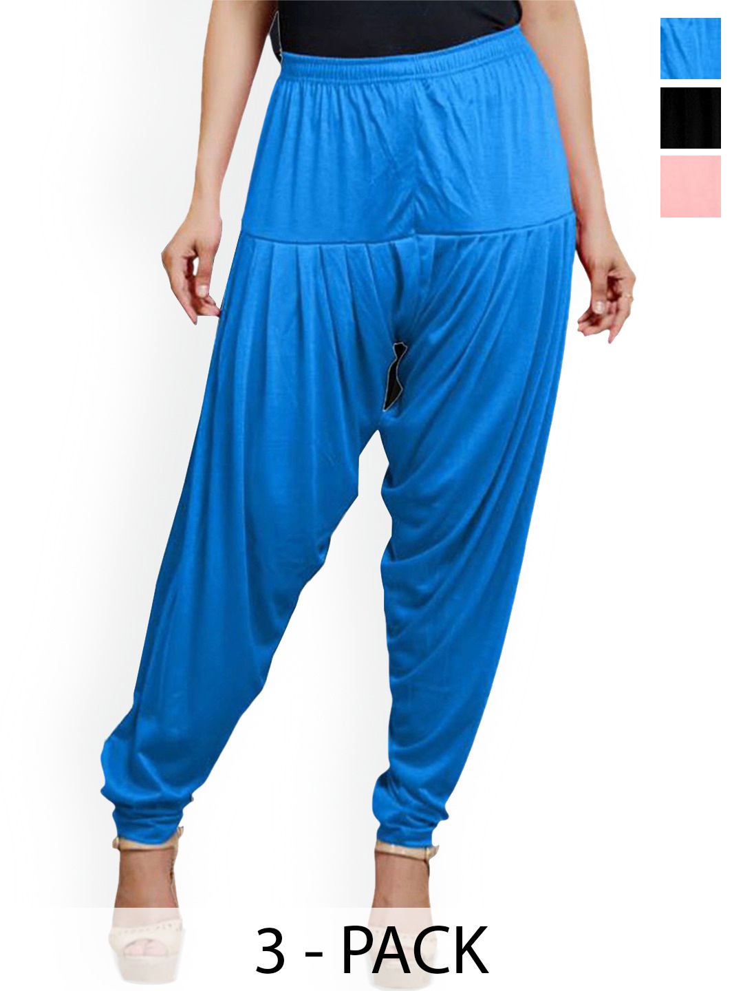 

AFRA GARMENTS Women Pack Of 3 Mid-Rise Loose-Fit Patiala, Blue