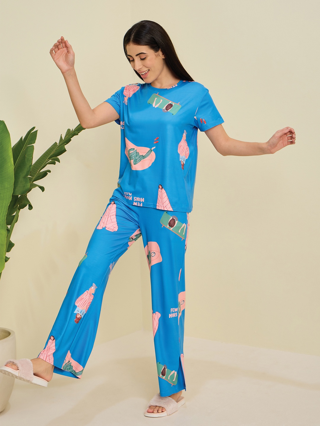 

Sweet Dreams Women Printed Night suit, Blue