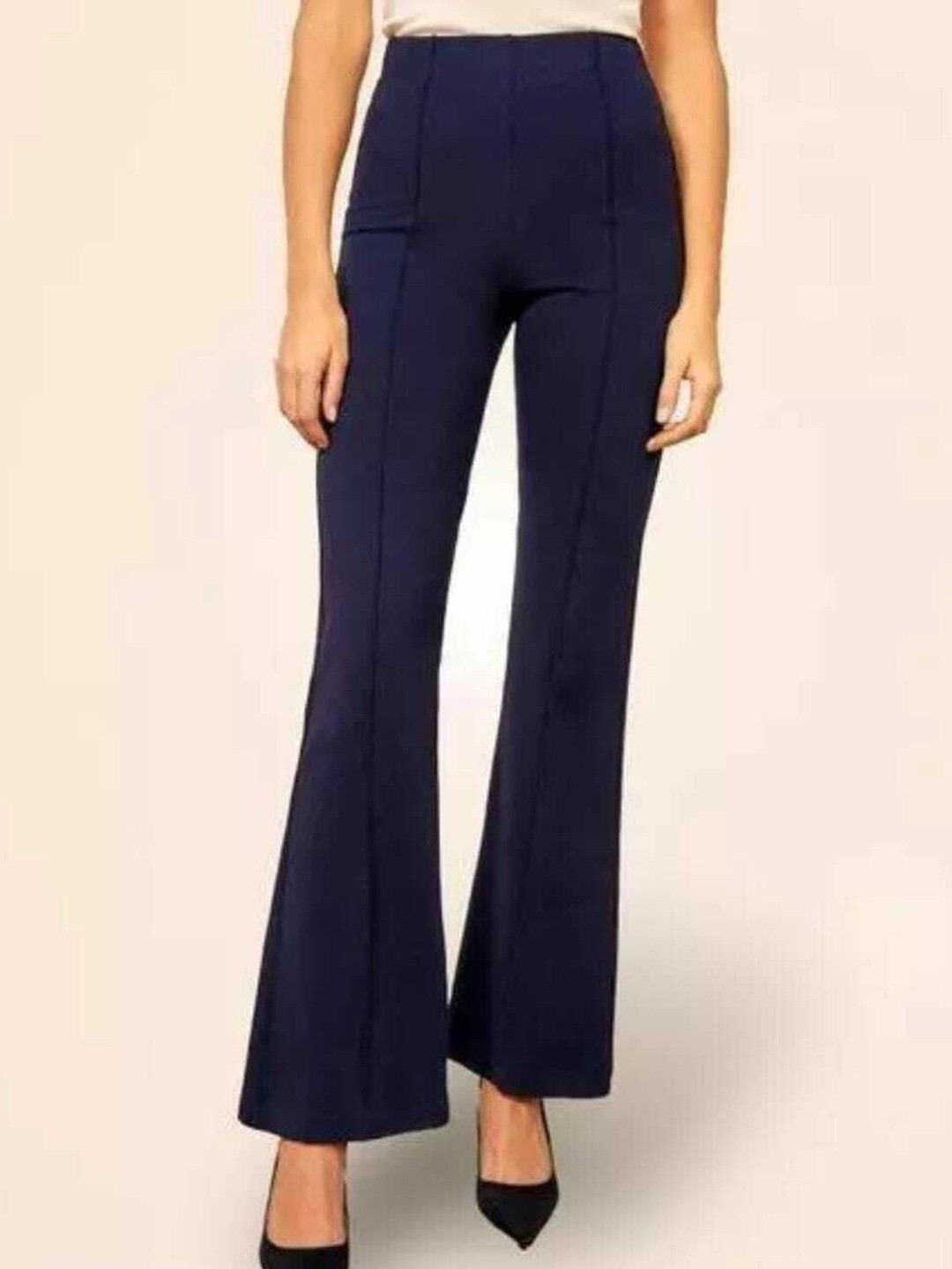 

Purser Women Cotton Original High-Rise Bootcut Trousers, Navy blue