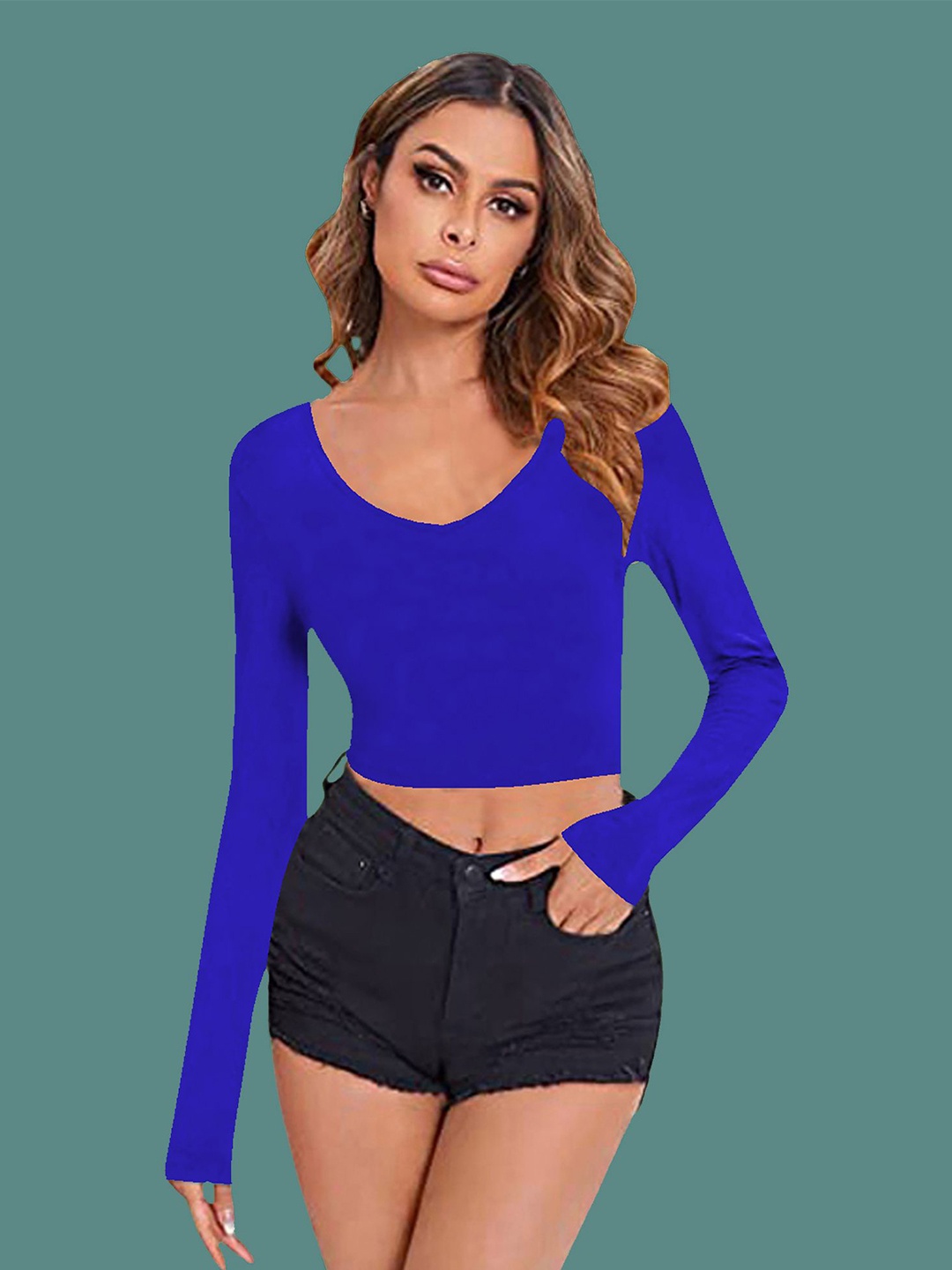 

Dream Beauty Fashion Women Fitted Crop Top, Blue