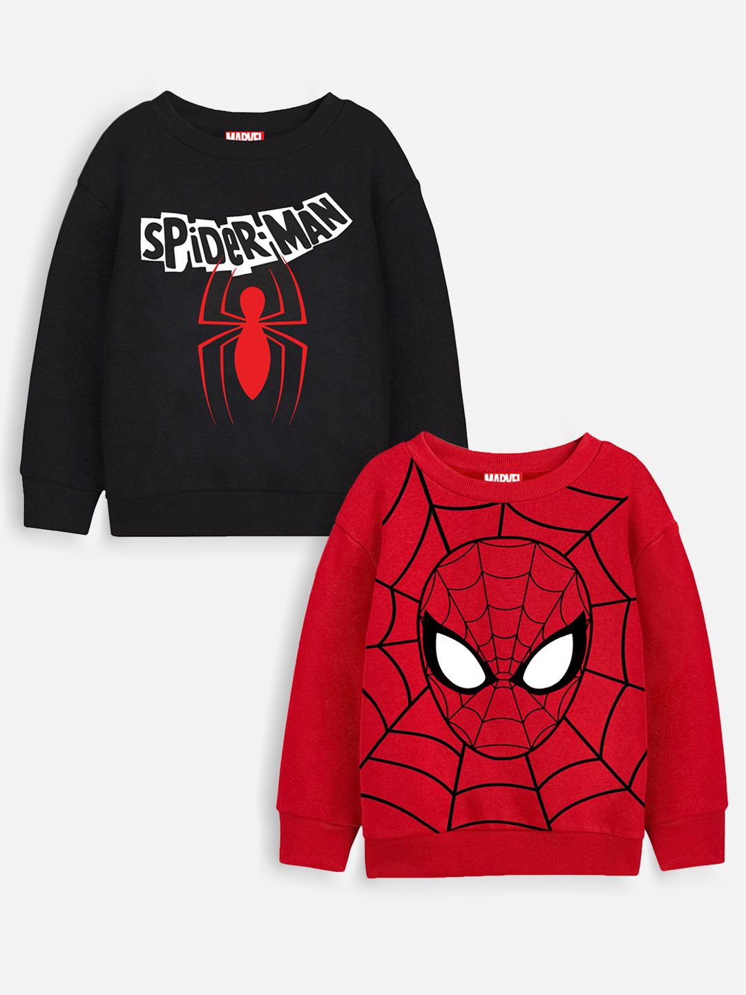 

Marvel by Miss and Chief Boys Pack of 2 Spider-Man Printed Fleece Sweatshirt, Black