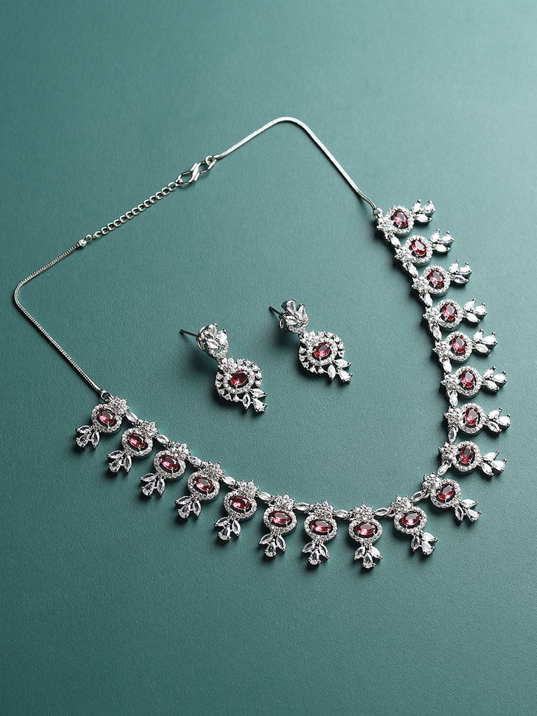 

RHOSYN Rhodium-Plated Cubic Zirconia-Studded Jewellery Set, Silver