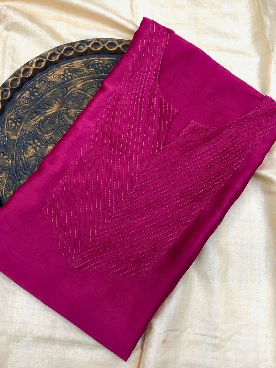 

PALASH Pure Silk Unstitched Dress Material, Magenta