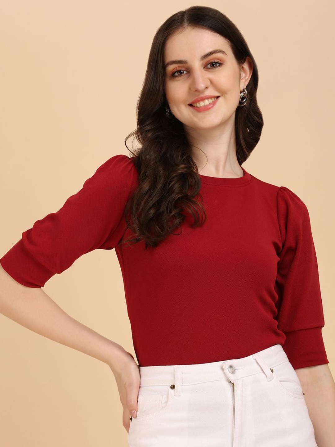 

CORSICA Crepe Top, Maroon