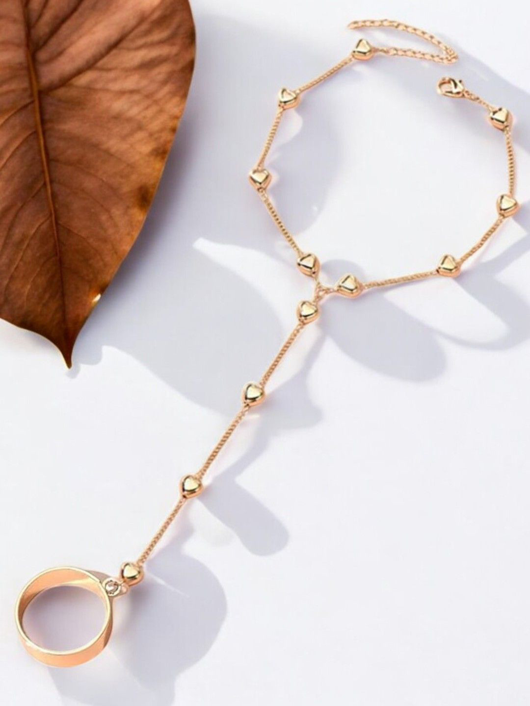 

OOMPH Women Handcrafted Ring Bracelet, Gold