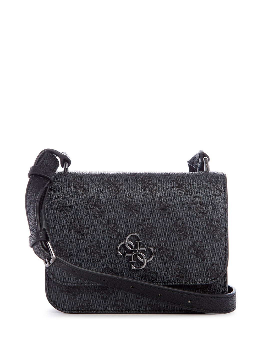 

GUESS Women Brand Logo Printed Structured Shoulder Bag, Charcoal