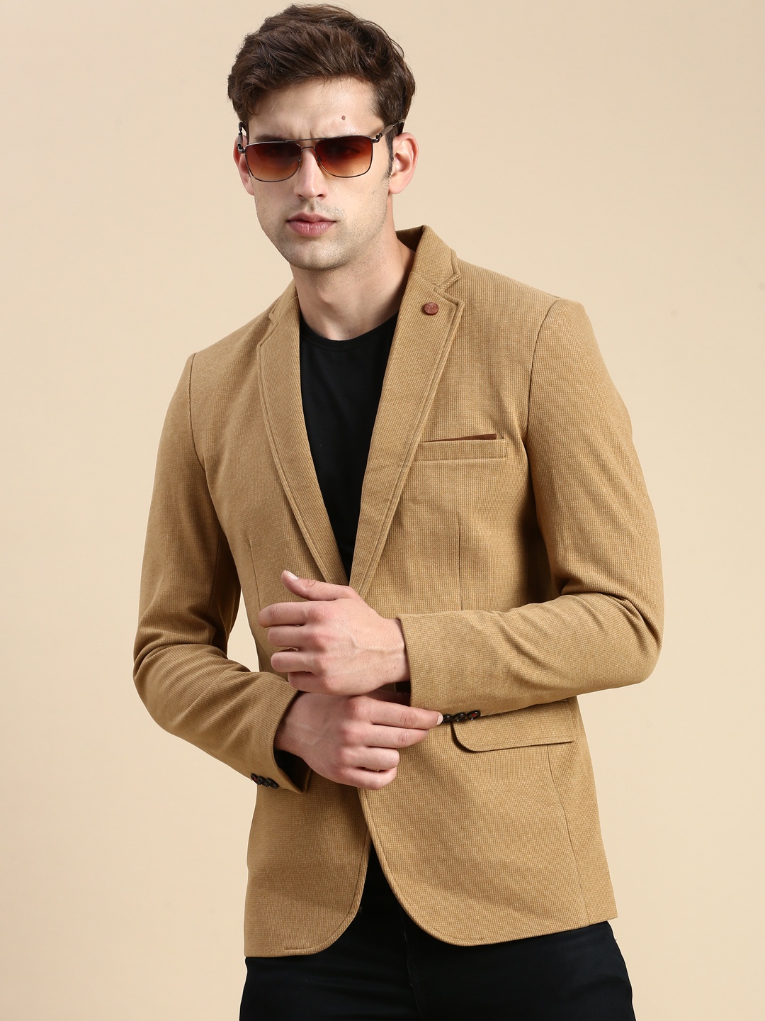 

SHOWOFF Notched Lapel Slim-Fit Single-Breasted Blazer, Brown