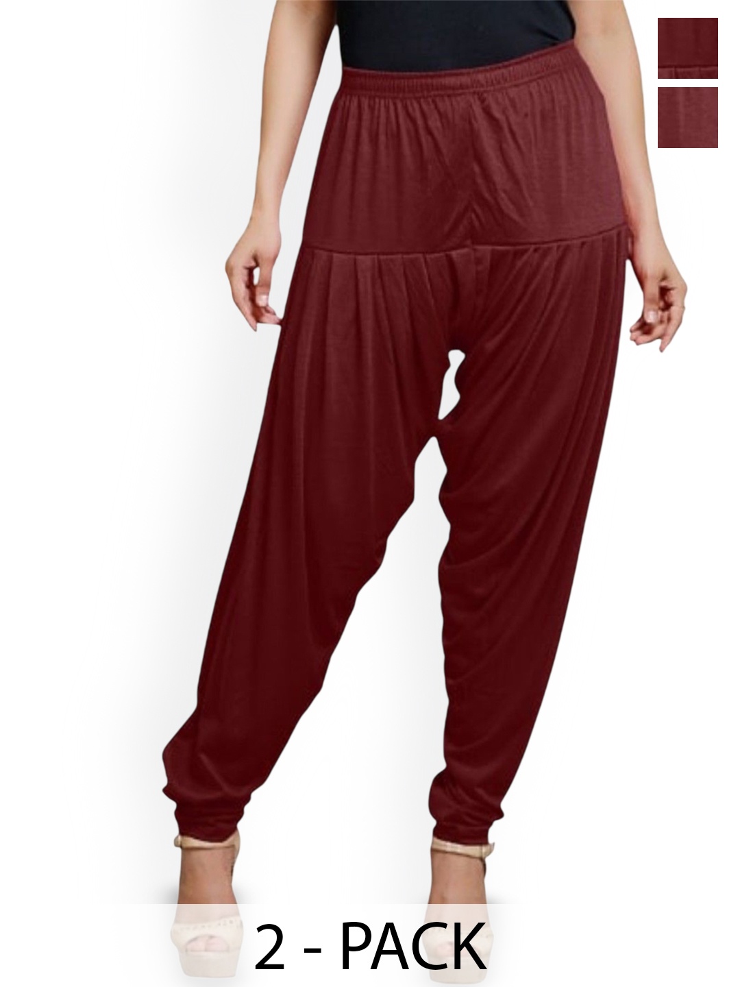 

AFRA GARMENTS Women Pack Of 2 Mid-Rise Loose-Fit Patiala, Maroon