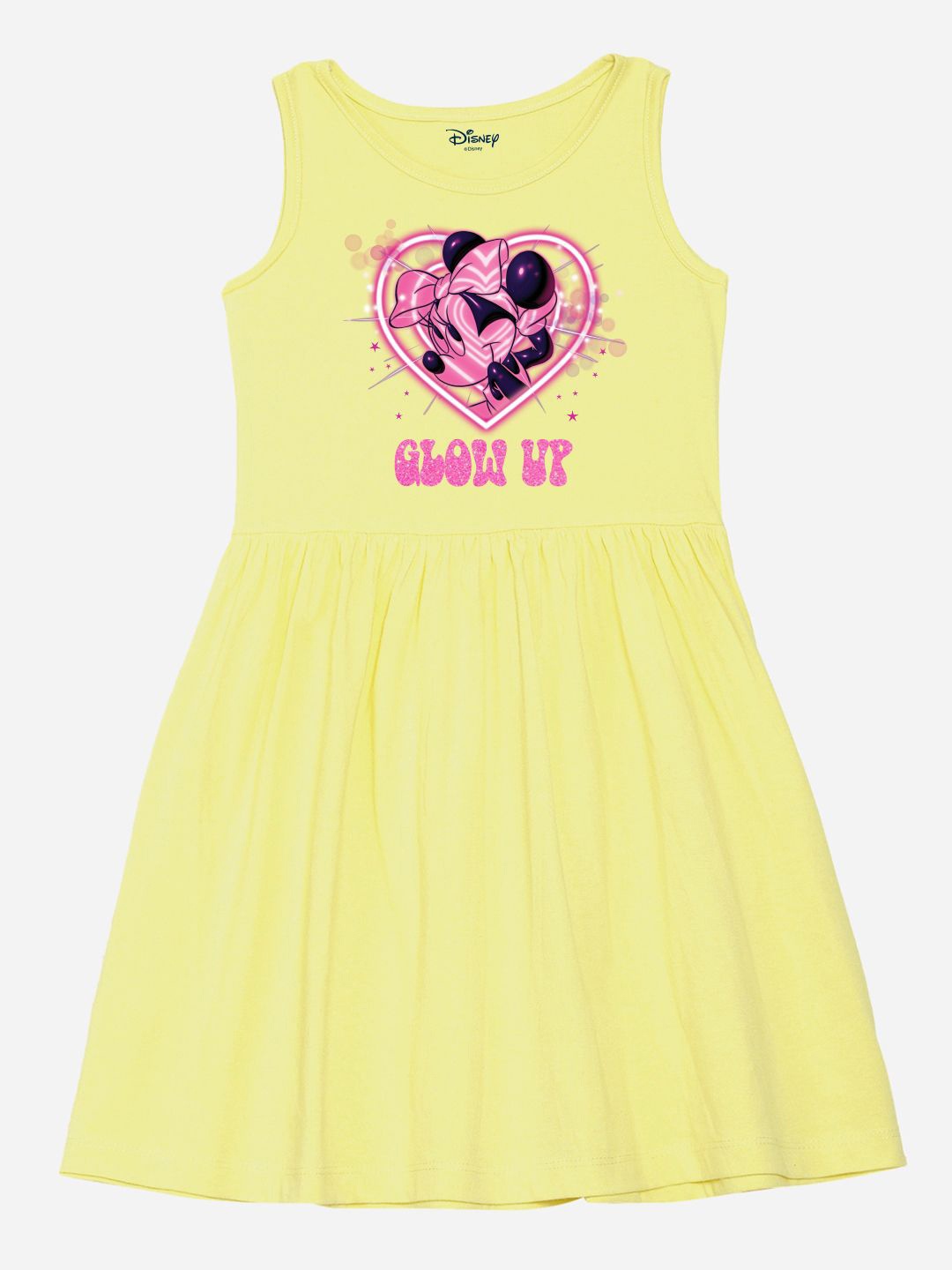 

YK Disney Print Fit & Flare Round Neck Dress, Yellow