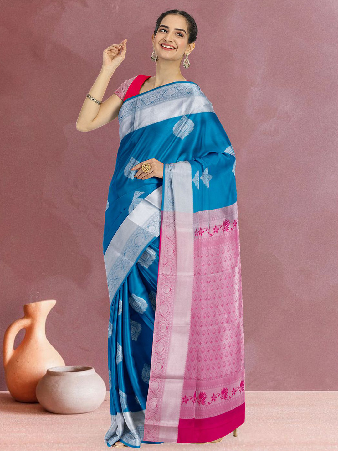 

RPNSASA10073864 Avishya Woven Design Zari Silk Blend Kanjeevaram Saree, Blue