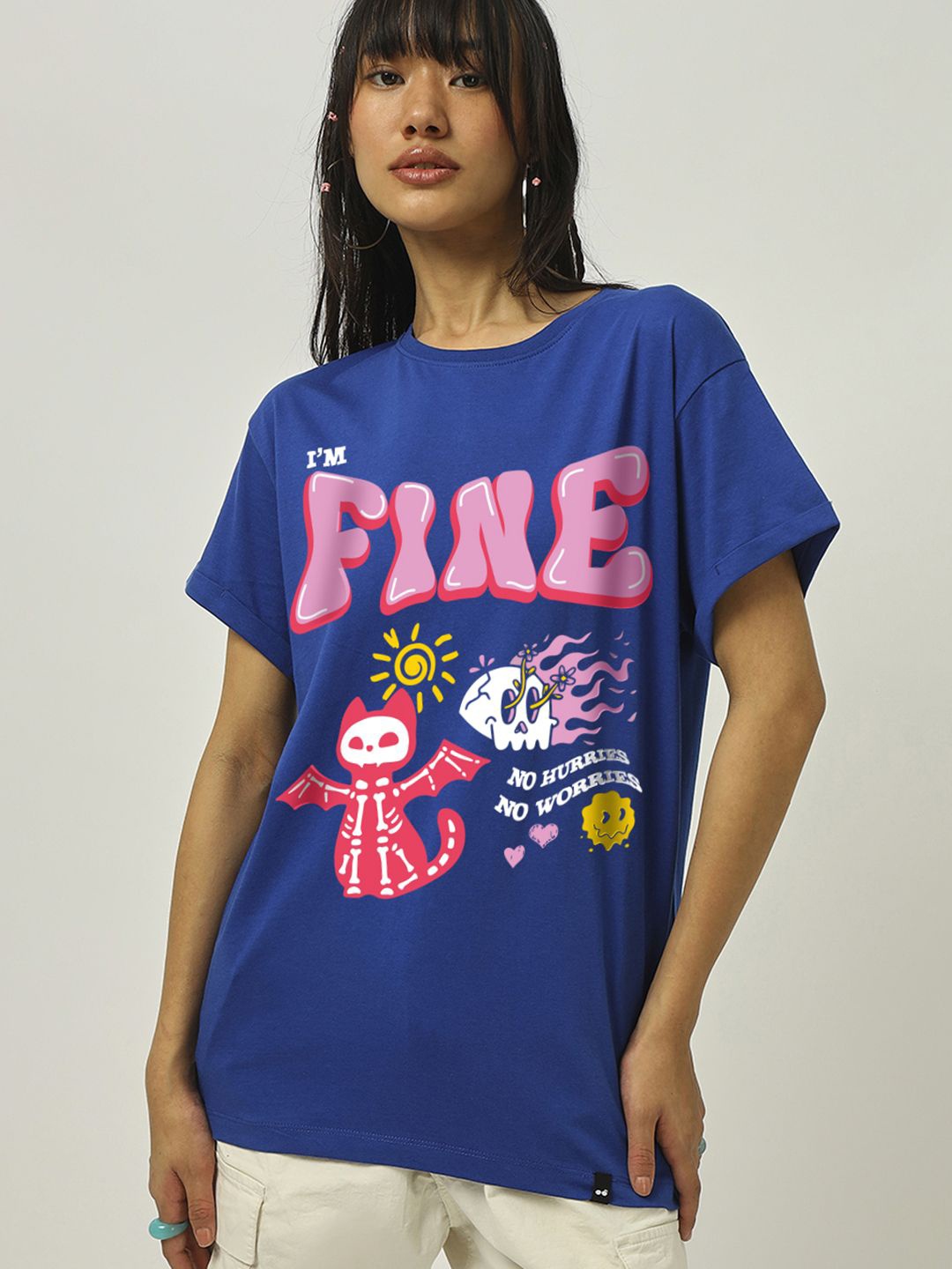 

Bewakoof Women Printed T-shirt, Blue